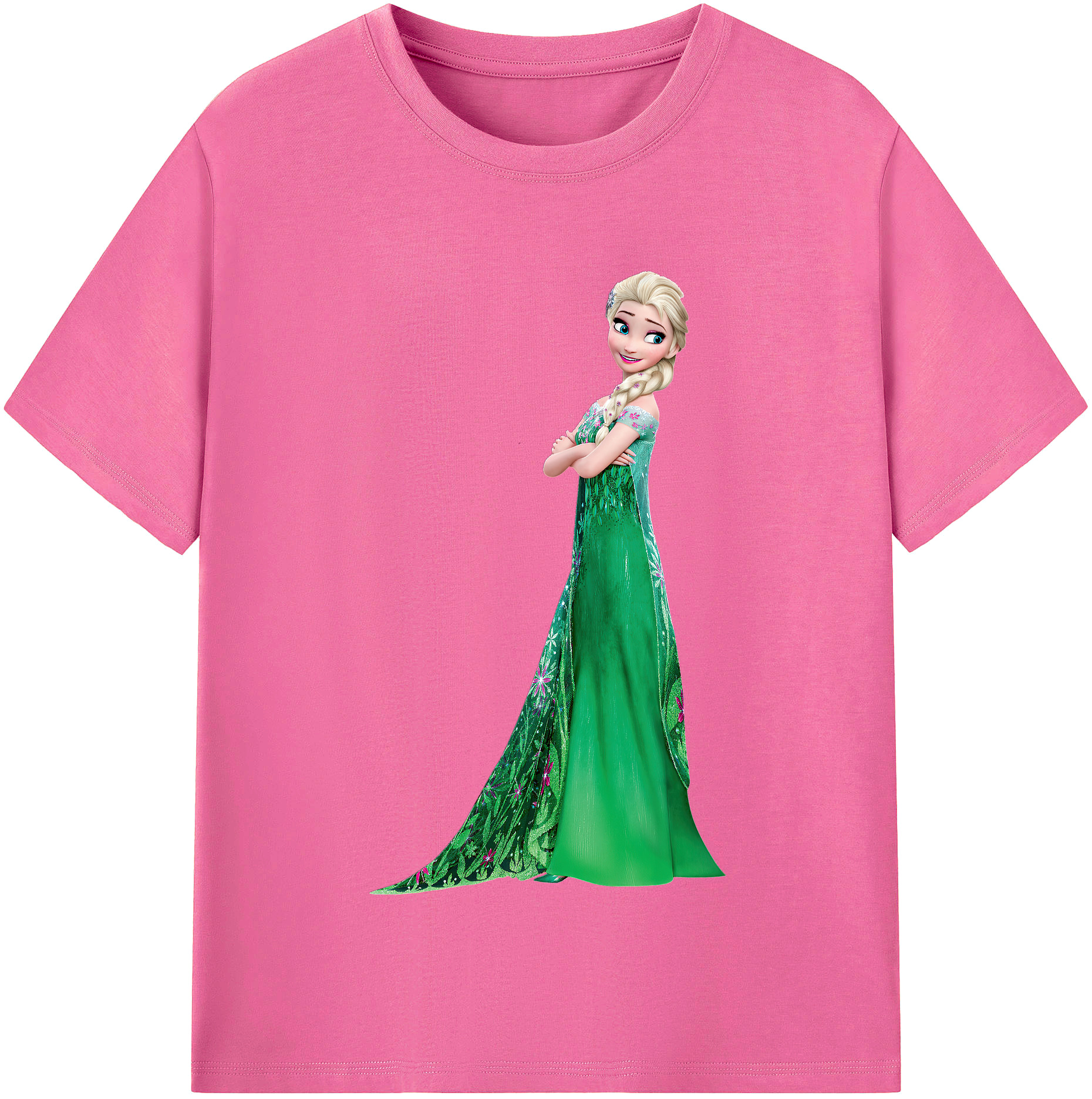 （画像用） アナと雪の女王 アンナ エルサ Frozen Anna Elsa レディースカジュアルプリントTシャツ（綿100％）